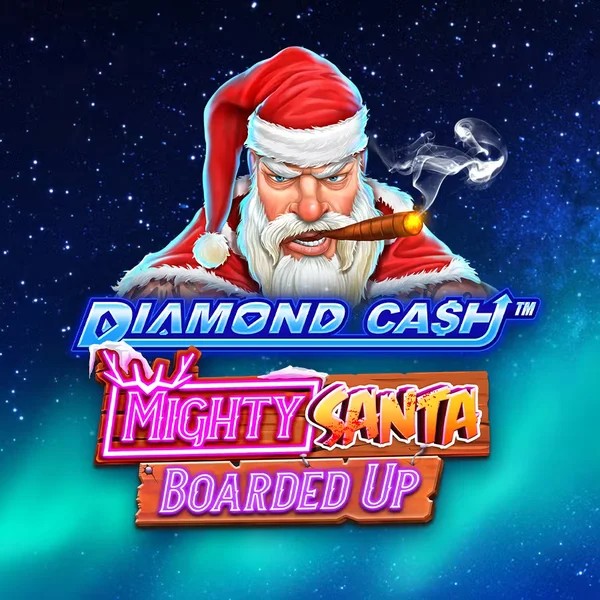 Diamond Cash Mighty Santa Boarded Up slot visual from Greentube available on robocat.it.com