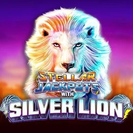 Official Jackpots logo: Stellar Jackpots with Silver Lion by Lightning Box Game at Robocat Casino